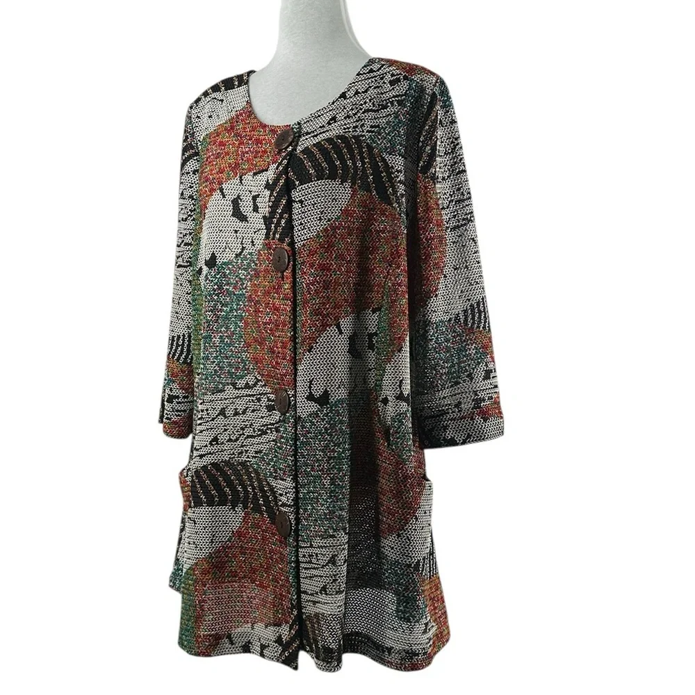 Joseph Ribkoff Mesh cost Funky Art-to-Wear Design cardigan tunic sz 8 - Picture 8 of 8
